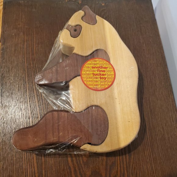 New Vintage Wooden Panda Scroll Saw Puzzle 5 Piece Stained Tucker Toys 9" - Picture 6 of 11